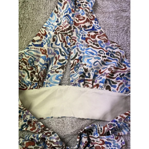 Amanda Uprichard Lavera Crop Top in Lynx Size M Halter Neck Tie Back Colorful - Picture 8 of 9